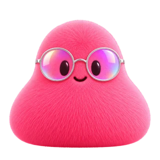 pink in round rainbow glasses