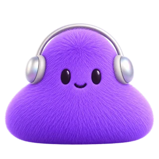 violet with silver headphones