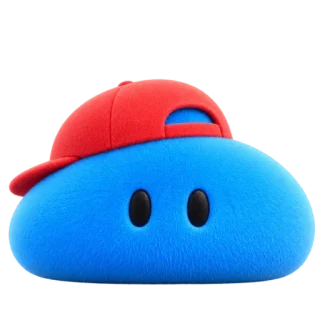 sky blue in a red cap